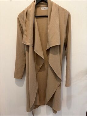 Seven Sisters Open Front Draped Cardigan - Tan